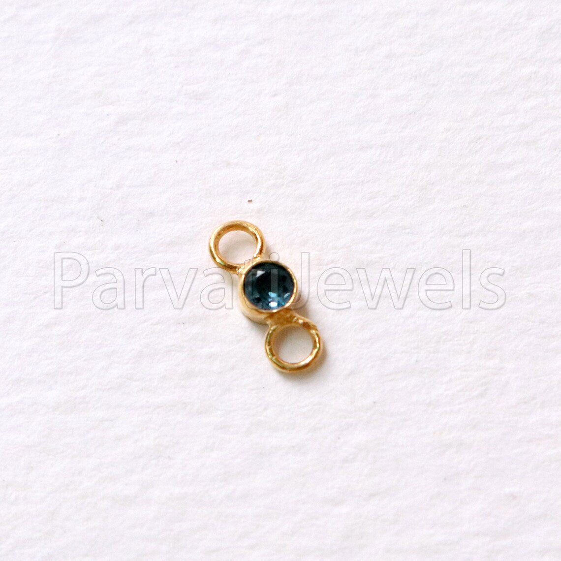 London Blue Topaz Connector, 18k Solid Gold Connector, Natural London Blue Topaz Connector, Gold Connector, Connector, Jewelry Connector
