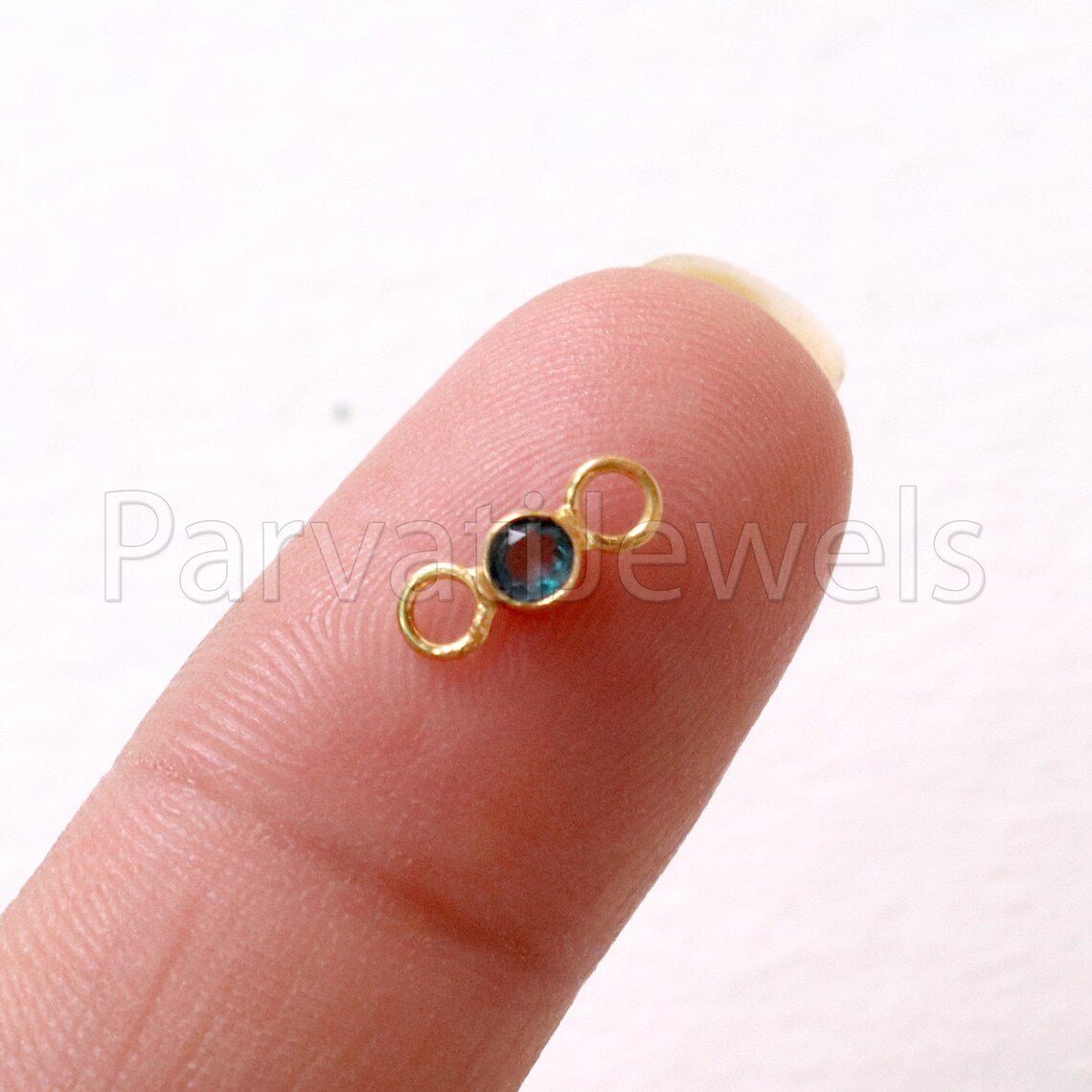 London Blue Topaz Connector, 18k Solid Gold Connector, Natural London Blue Topaz Connector, Gold Connector, Connector, Jewelry Connector