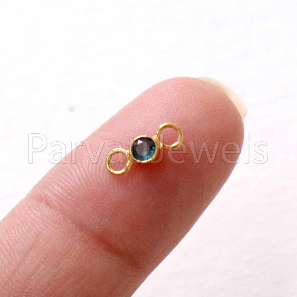 London Blue Topaz Connector, 18k Solid Gold Connector, Natural London Blue Topaz Connector, Gold Connector, Connector, Jewelry Connector