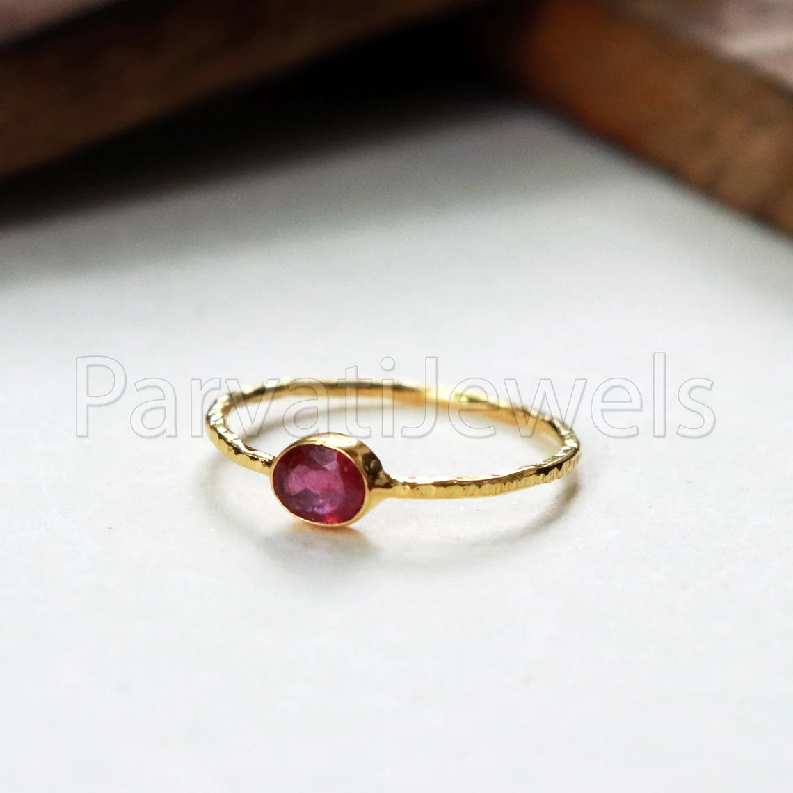 Natural Ruby Ring, Ruby Gold Ring, 18k Solid Gold Ruby Ring, Handmade Gold Ring, Ruby Engagement Ring, Wedding Ruby Ring, Hammered Gold Ring