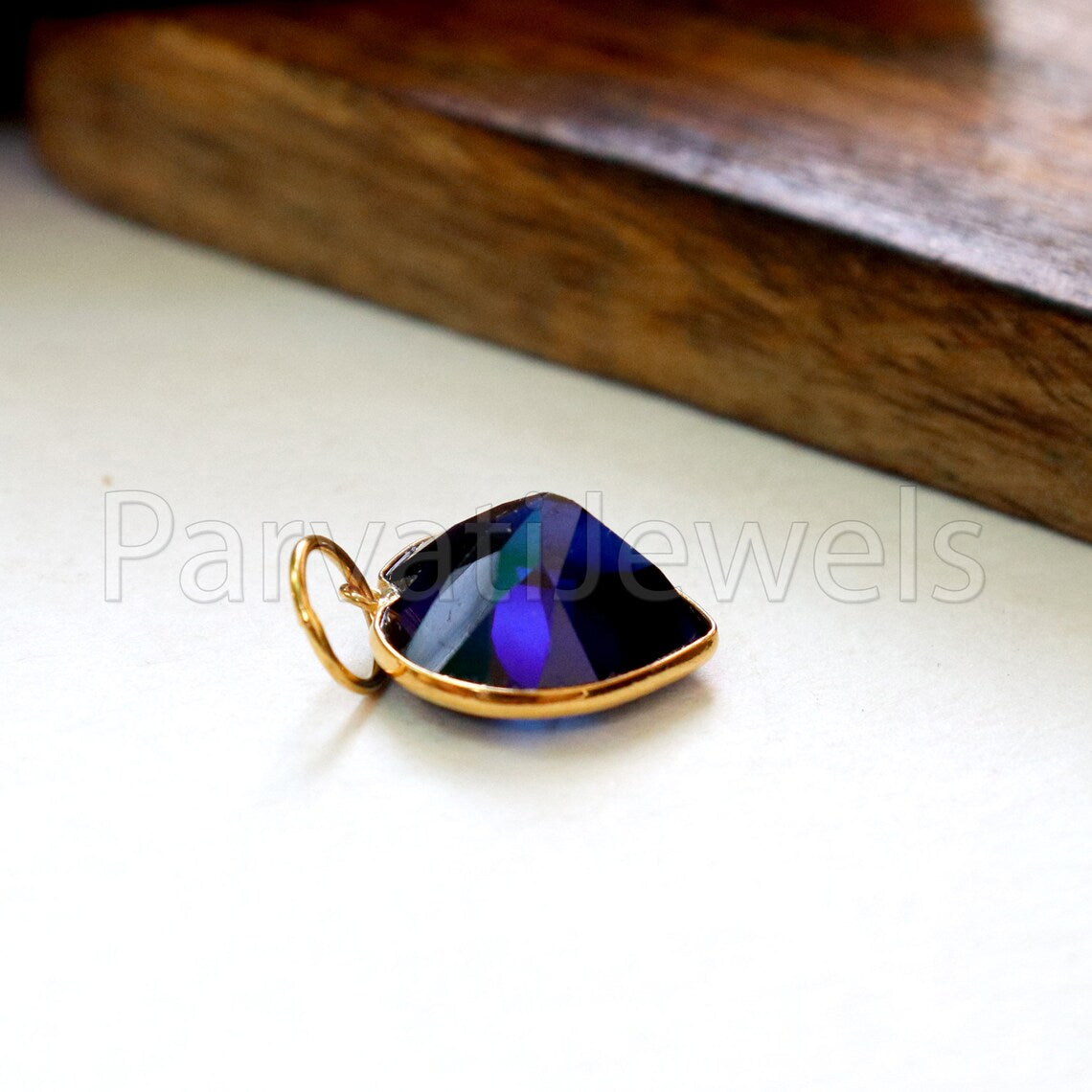 Lab Grown Tanzanite Charm, 18k Solid Gold Charm, Handmade Gold Charm, Tanzanite Dainty Charm, Minimalist Pendant, Heart Tanzanite Charm