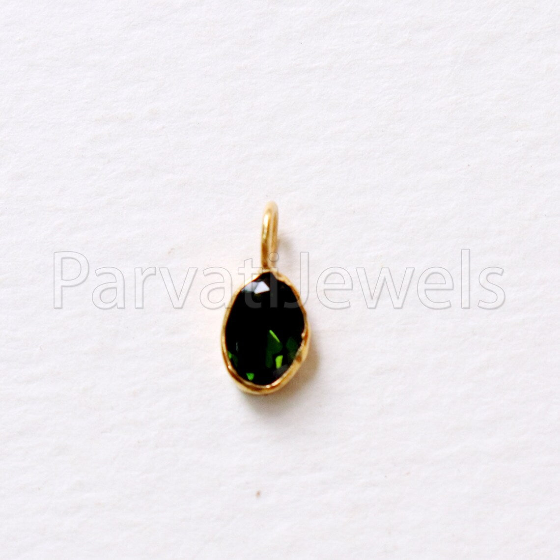 Green Tourmaline Charm, 18k Solid Gold Charm, Deep Green Tourmaline Charm, Gold Charm, Faceted Tourmaline Charm , Handmade Gold Charm