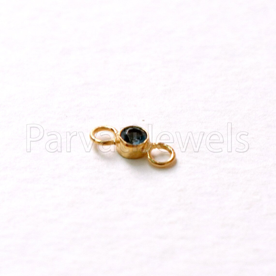 London Blue Topaz Connector, 18k Solid Gold Connector, Natural London Blue Topaz Connector, Gold Connector, Connector, Jewelry Connector