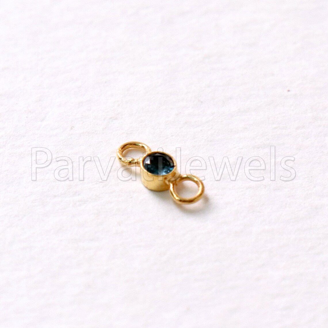 London Blue Topaz Connector, 18k Solid Gold Connector, Natural London Blue Topaz Connector, Gold Connector, Connector, Jewelry Connector
