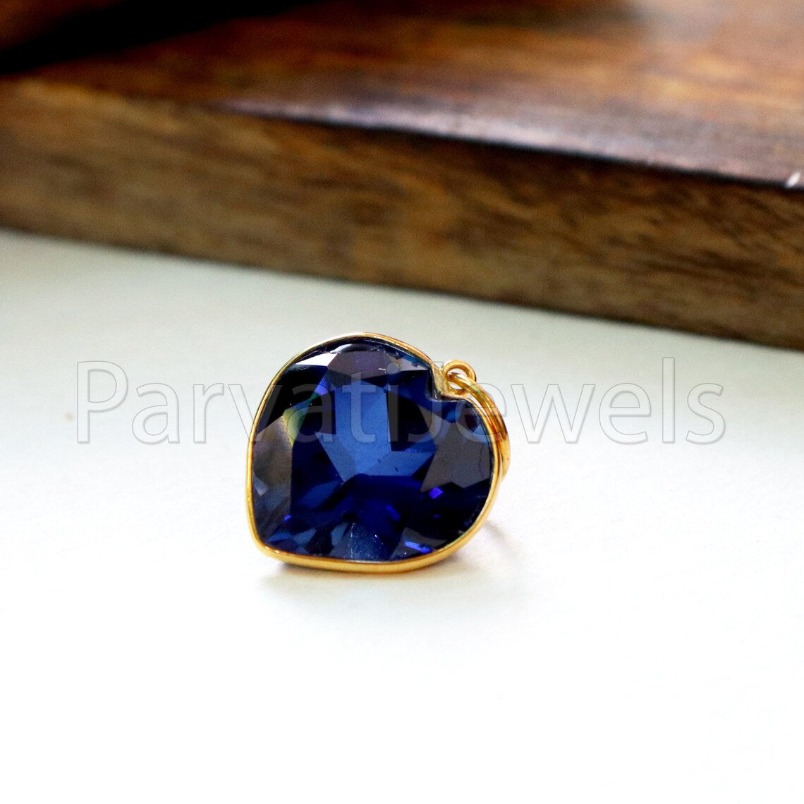 Lab Grown Tanzanite Charm, 18k Solid Gold Charm, Handmade Gold Charm, Tanzanite Dainty Charm, Minimalist Pendant, Heart Tanzanite Charm