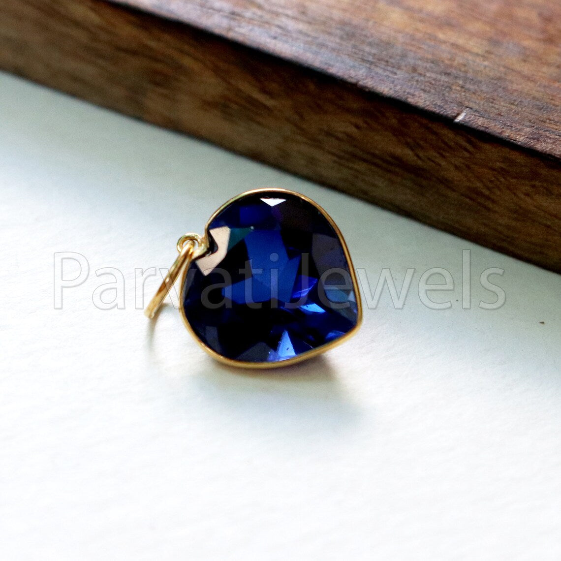 Lab Grown Tanzanite Charm, 18k Solid Gold Charm, Handmade Gold Charm, Tanzanite Dainty Charm, Minimalist Pendant, Heart Tanzanite Charm