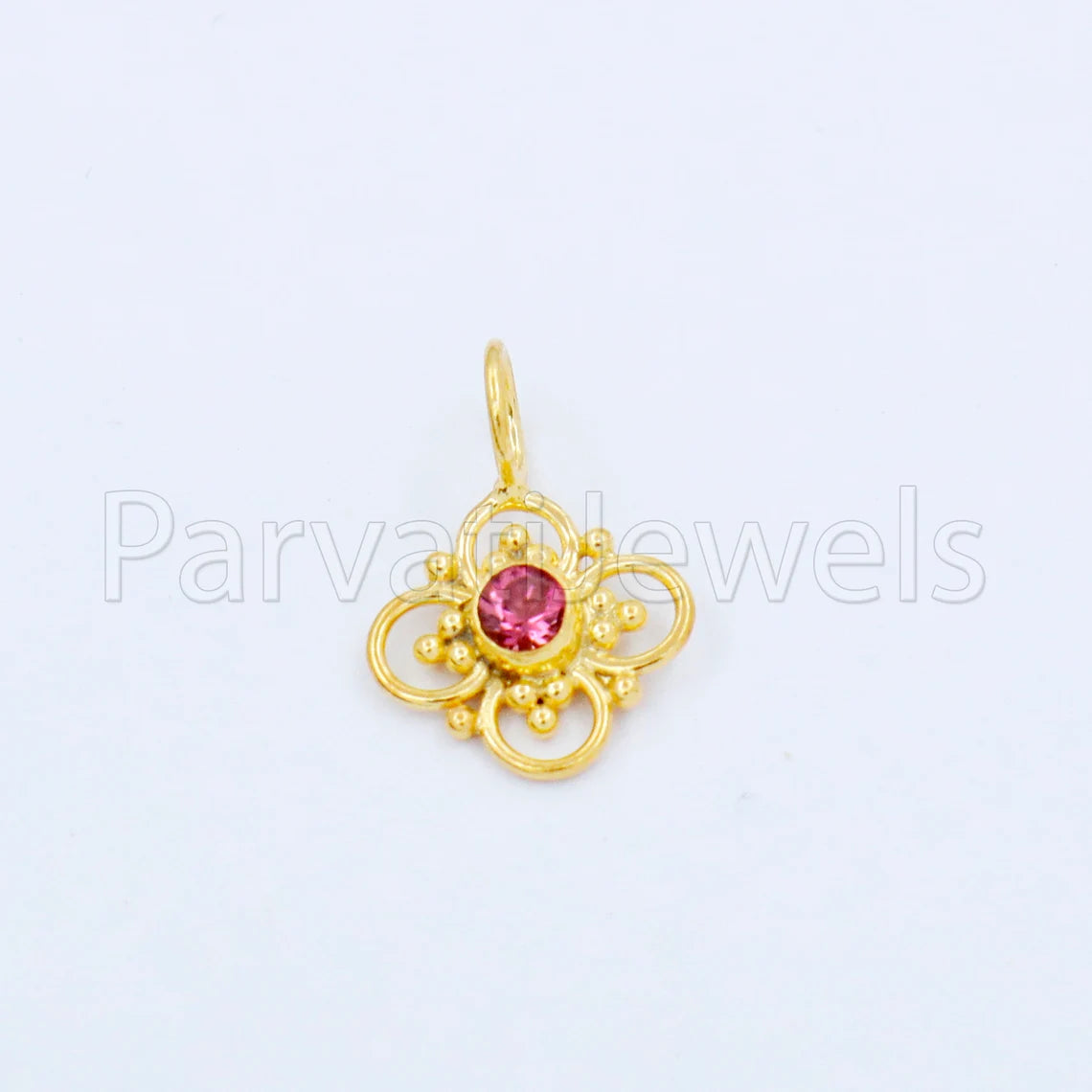 Natural Pink Tourmaline Charm, 18k Solid Gold Charm, Handmade Gold Charm, Designer Charm Pendant, Charms Necklace, Pink Tourmaline Charm