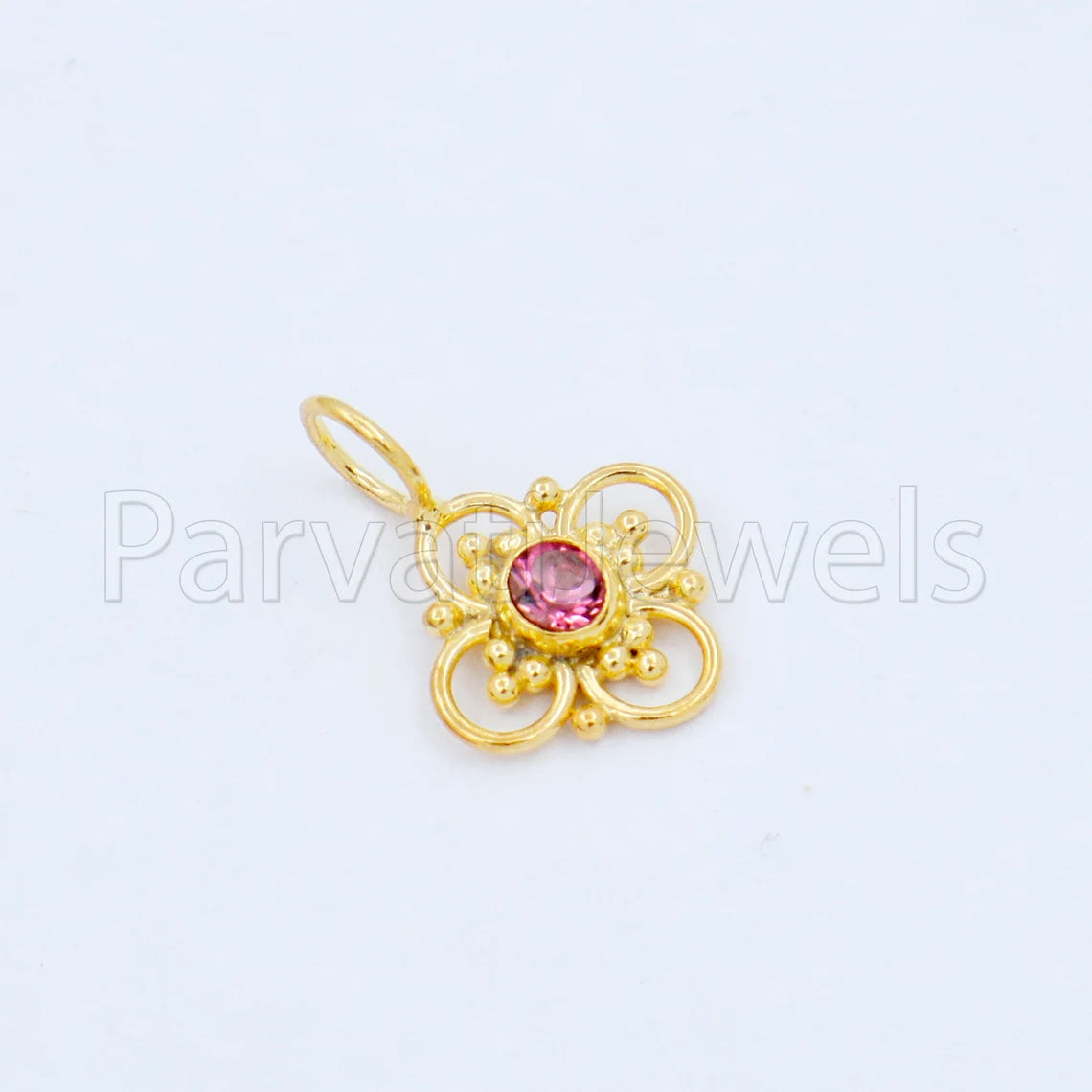 Natural Pink Tourmaline Charm, 18k Solid Gold Charm, Handmade Gold Charm, Designer Charm Pendant, Charms Necklace, Pink Tourmaline Charm