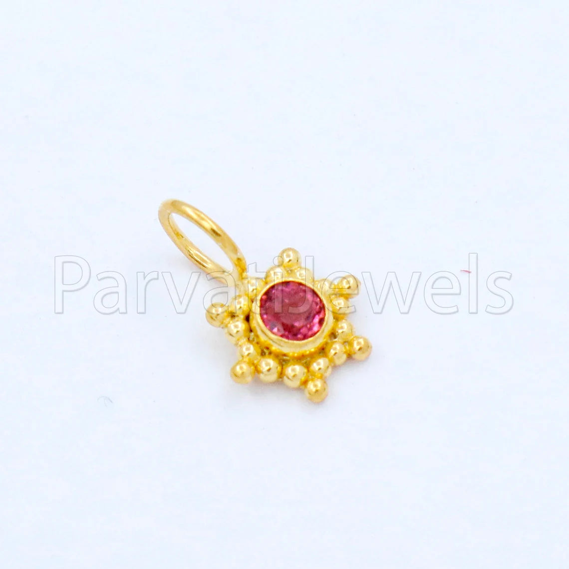 Natural Pink Tourmaline Charm, 18k Solid Gold Charm, Handmade Gold Charm, Designer Charm Pendant, Charms Necklace, Pink Tourmaline Charm
