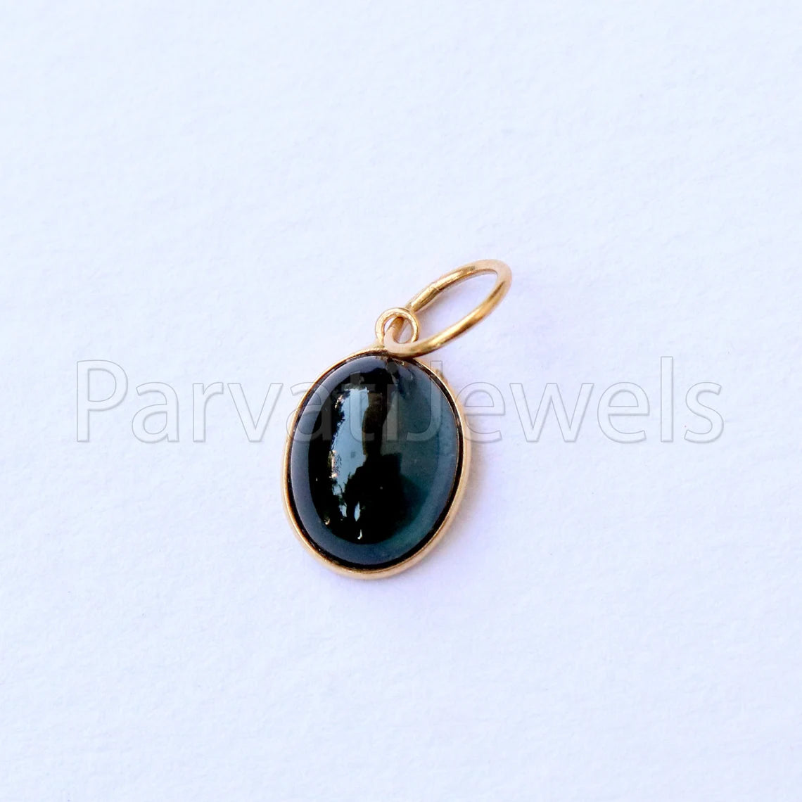 Green Tourmaline Charm, 18k Solid Gold Charm, Deep Green Tourmaline Charm, Gold Charm, Cabochon Tourmaline Charm , Handmade Gold Charm