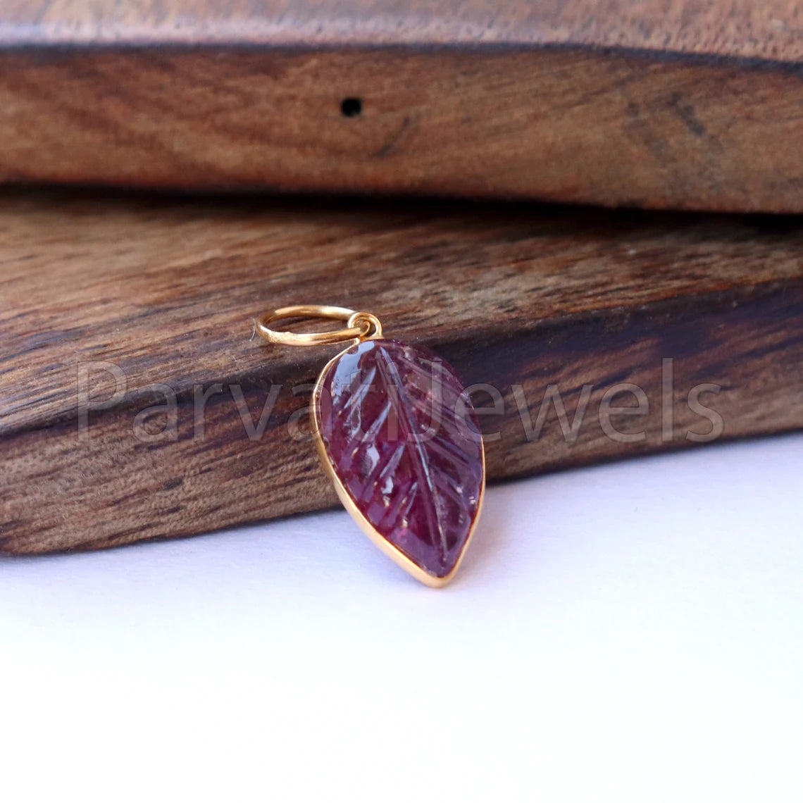 Natural Pink Tourmaline Charm, 18k Solid Gold Charm, Hand Carved Pink Tourmaline Charm, Charm Pendant, Charm Necklace, Handmade Gold Charm