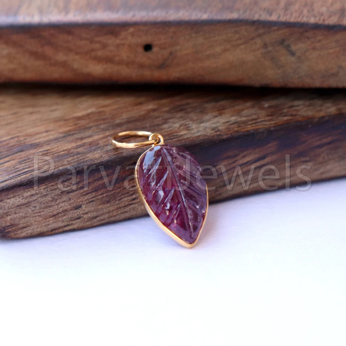 Natural Pink Tourmaline Charm, 18k Solid Gold Charm, Hand Carved Pink Tourmaline Charm, Charm Pendant, Charm Necklace, Handmade Gold Charm