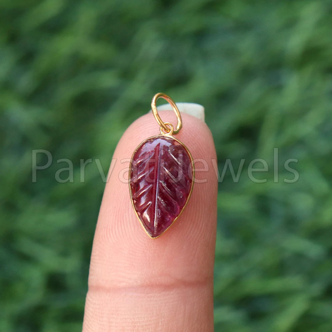 Natural Pink Tourmaline Charm, 18k Solid Gold Charm, Hand Carved Pink Tourmaline Charm, Charm Pendant, Charm Necklace, Handmade Gold Charm