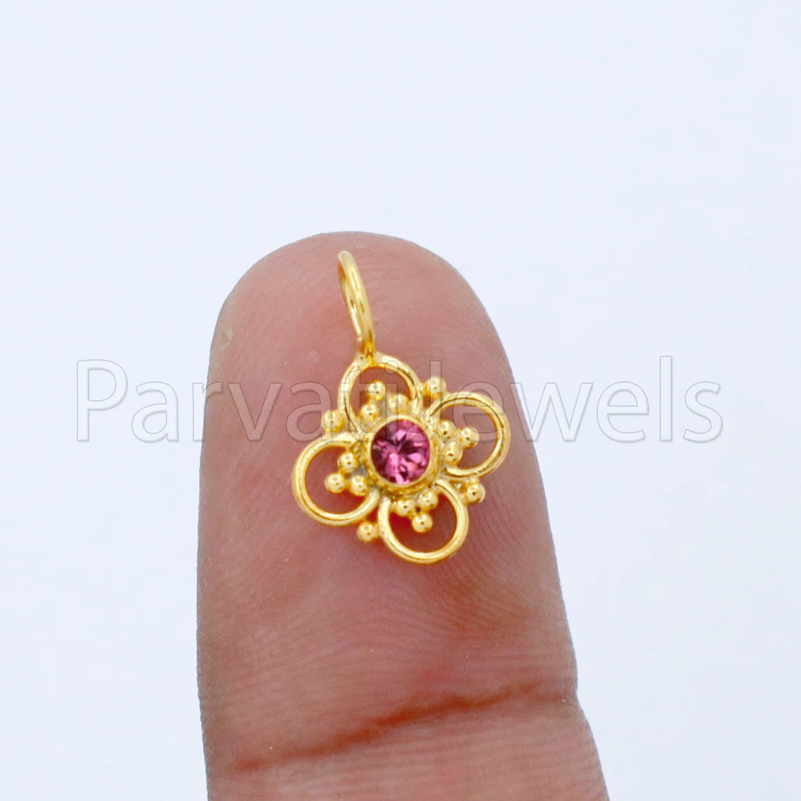 Natural Pink Tourmaline Charm, 18k Solid Gold Charm, Handmade Gold Charm, Designer Charm Pendant, Charms Necklace, Pink Tourmaline Charm