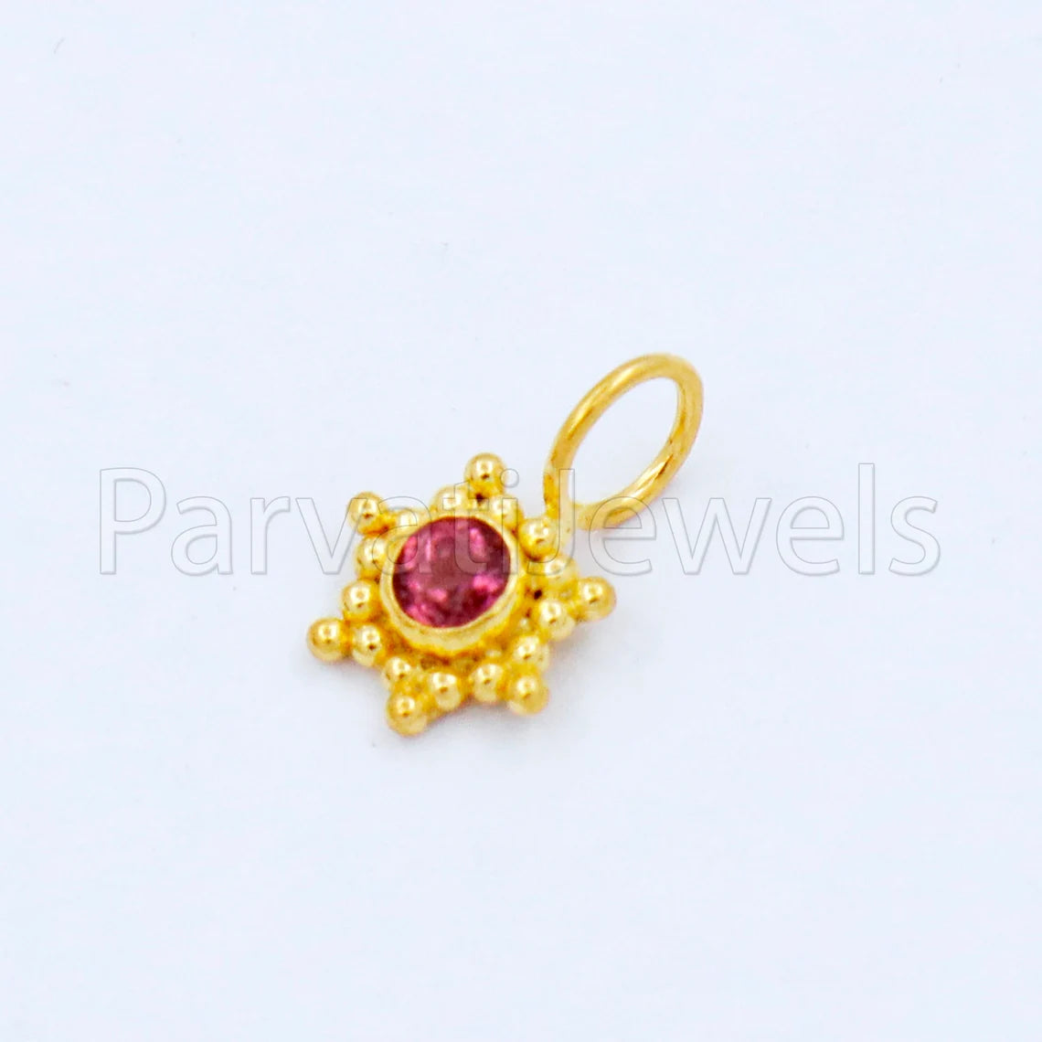 Natural Pink Tourmaline Charm, 18k Solid Gold Charm, Handmade Gold Charm, Designer Charm Pendant, Charms Necklace, Pink Tourmaline Charm
