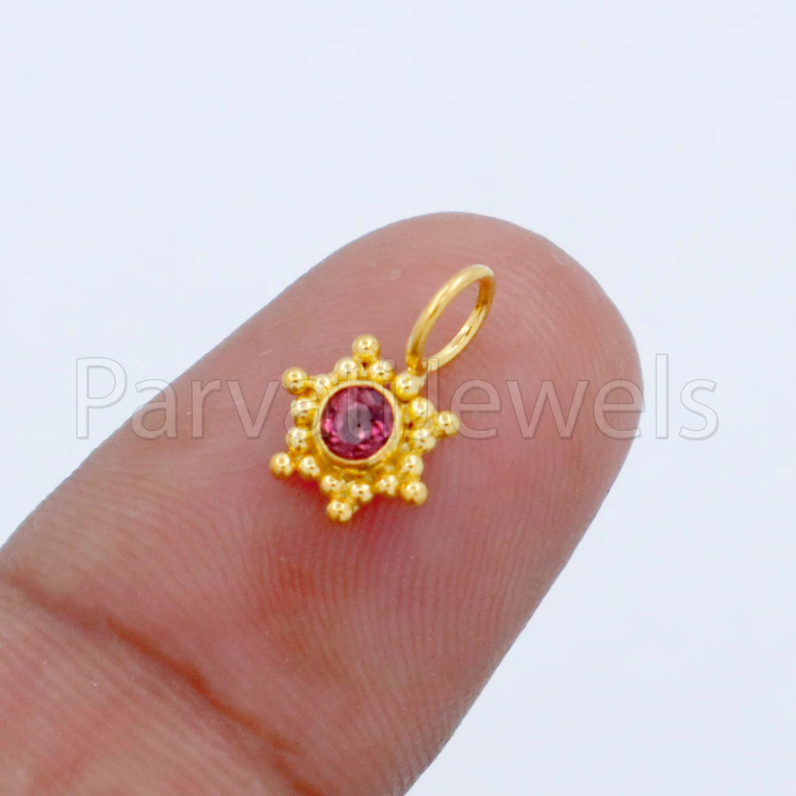 Natural Pink Tourmaline Charm, 18k Solid Gold Charm, Handmade Gold Charm, Designer Charm Pendant, Charms Necklace, Pink Tourmaline Charm