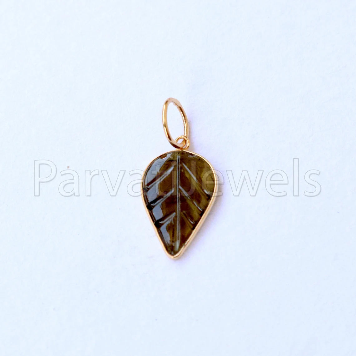 Natural Green Tourmaline Charm, 18k Solid Gold Charm, Hand Carved Green Tourmaline Charm, Charm Pendant, Charm Necklace, Handmade Gold Charm
