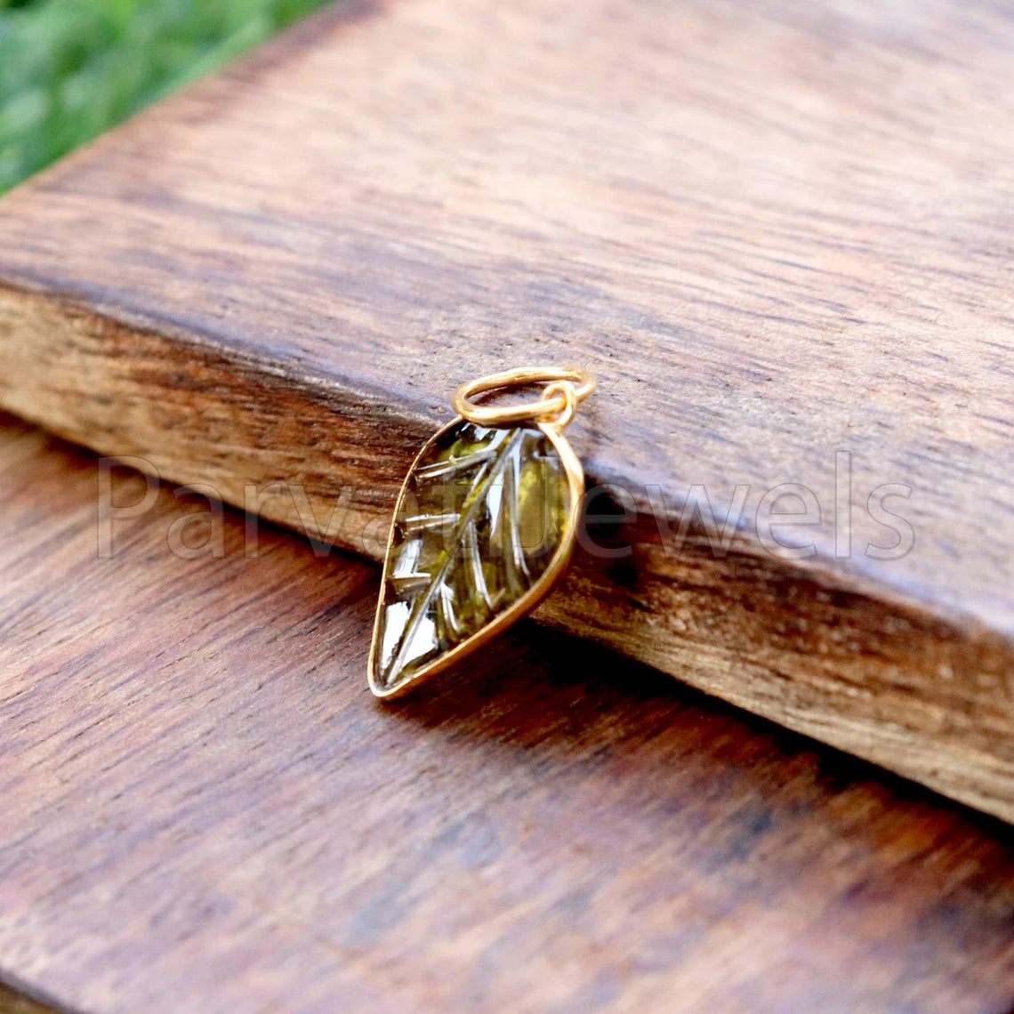 Natural Green Tourmaline Charm, 18k Solid Gold Charm, Hand Carved Green Tourmaline Charm, Charm Pendant, Charm Necklace, Handmade Gold Charm