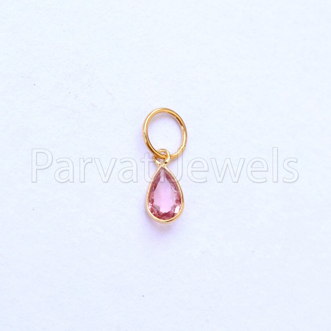 Natural Pink Tourmaline Charm, 18k Solid Gold Charm, Handmade Gold Charm, Charm Pendant, Charms Necklace, Pink Tourmaline Charm