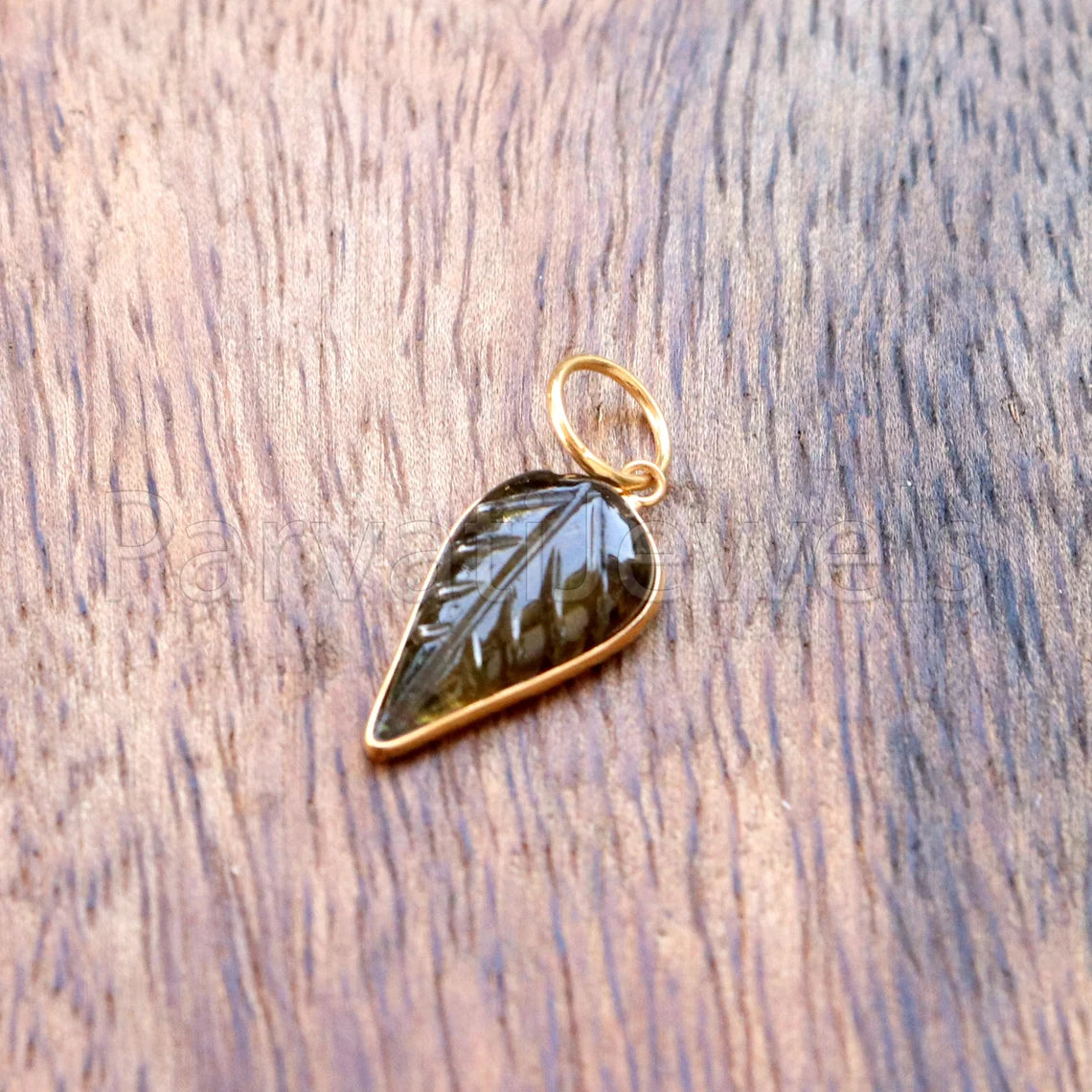 Natural Brown Tourmaline Charm, 18k Solid Gold Charm, Hand Carved Brown Tourmaline Charm, Charm Pendant, Charm Necklace, Handmade Gold Charm