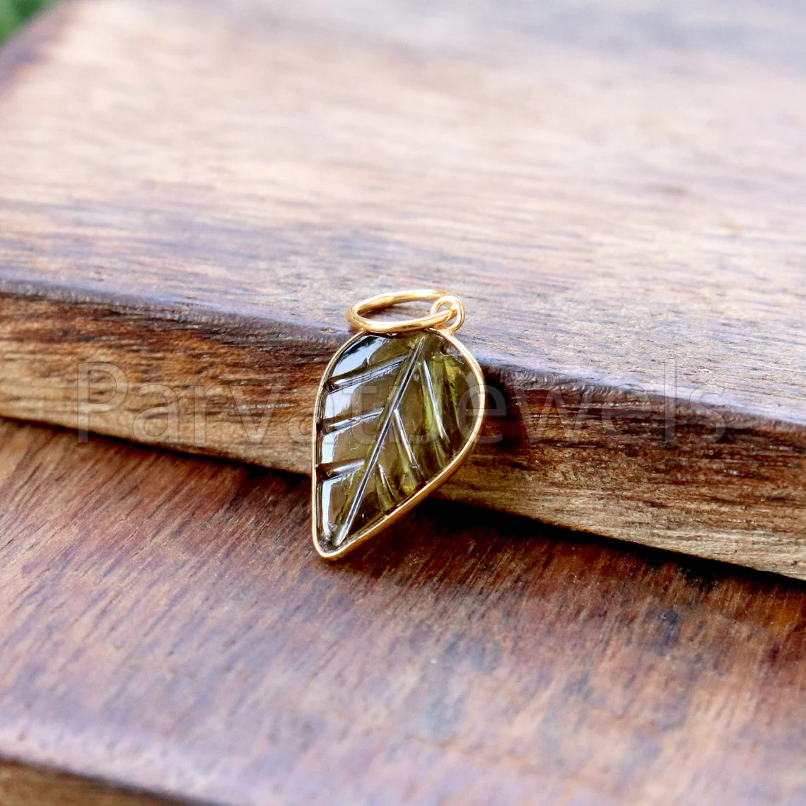 Natural Green Tourmaline Charm, 18k Solid Gold Charm, Hand Carved Green Tourmaline Charm, Charm Pendant, Charm Necklace, Handmade Gold Charm