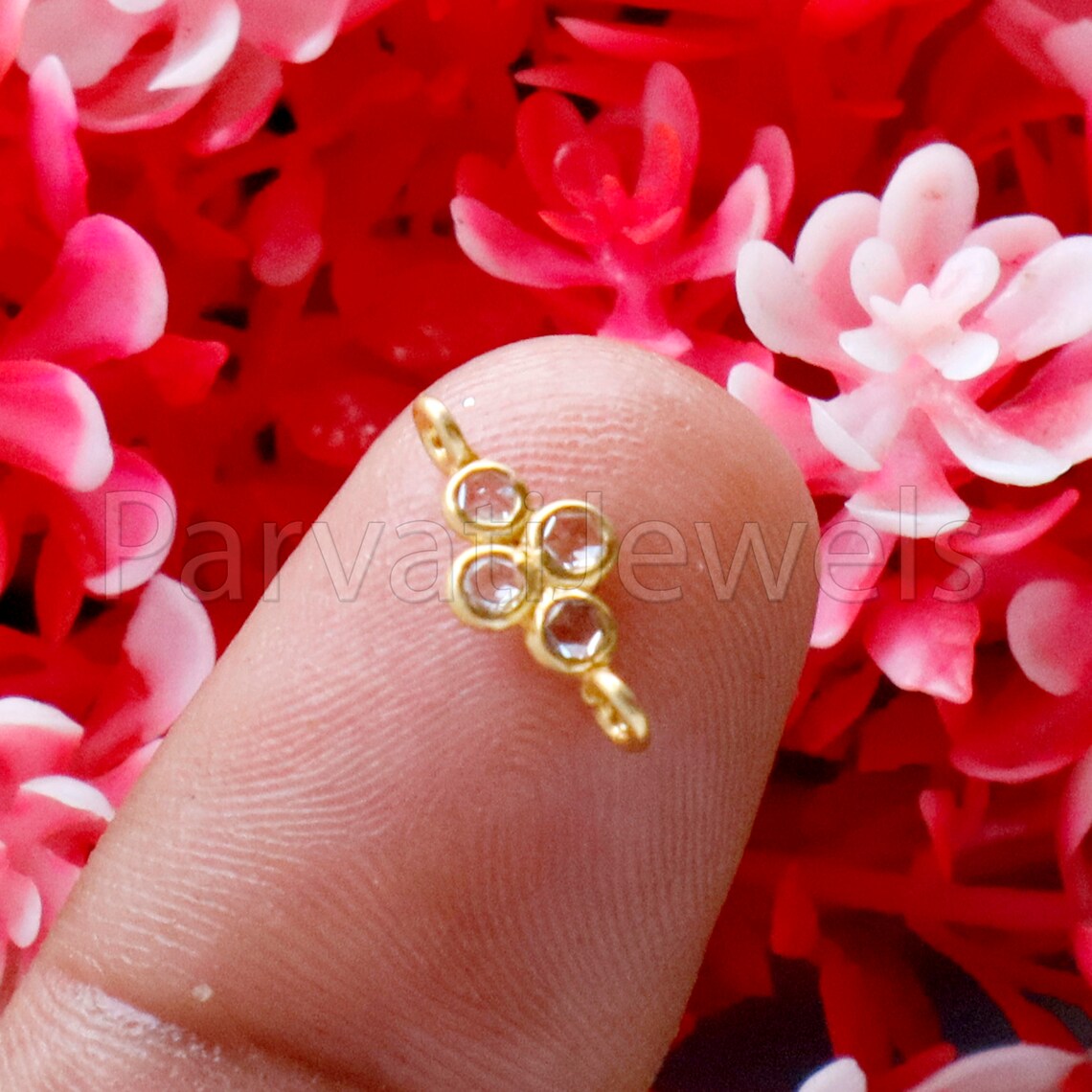Natural Rose cut Diamond Connector, 18k Solid Gold Connector, Natural Rose cut Diamond Connector, Gold Connector , Jewelry Connector