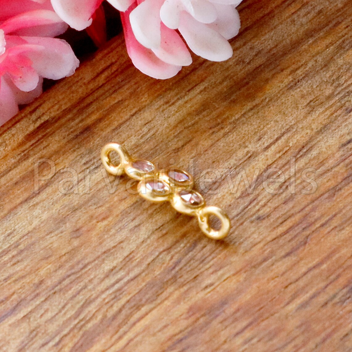 Natural Rose cut Diamond Connector, 18k Solid Gold Connector, Natural Rose cut Diamond Connector, Gold Connector , Jewelry Connector