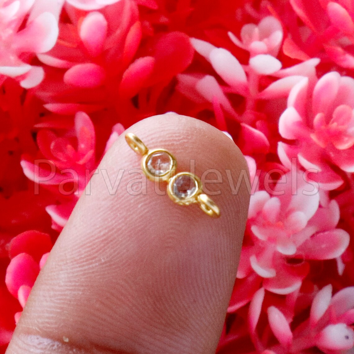 Natural Rose cut Diamond Connector, 18k Solid Gold Connector, Natural Rose cut Diamond, Gold Connector, Gold Jewelry Connector