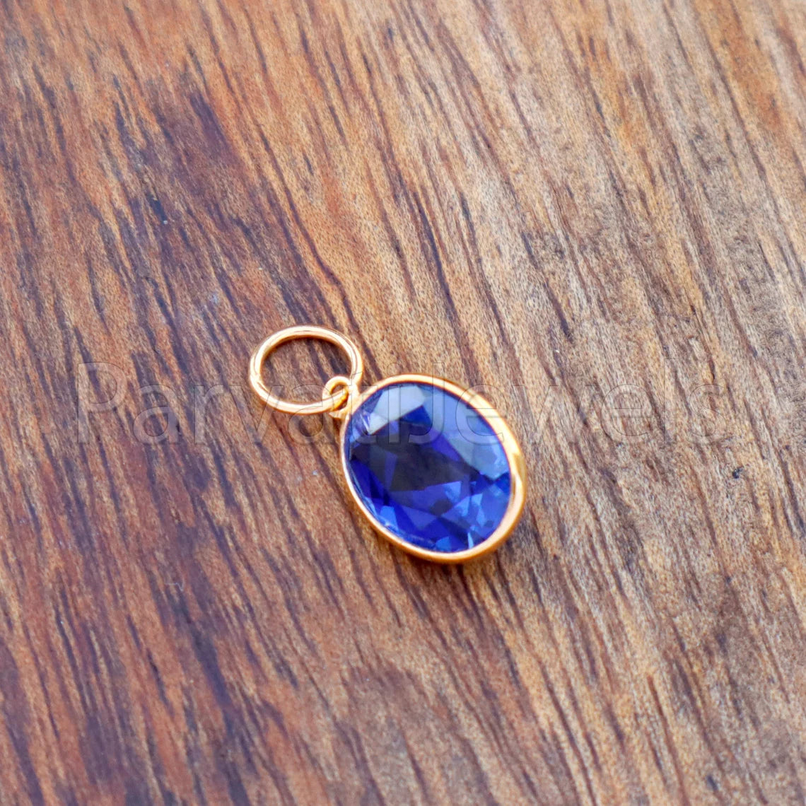 Lab Created Tanzanite charm 18k Solid Gold Charm, Handmade Gold Charm, Charm Pendant, Charms Necklace, Tanzanite Charms, Minimalist Pendant