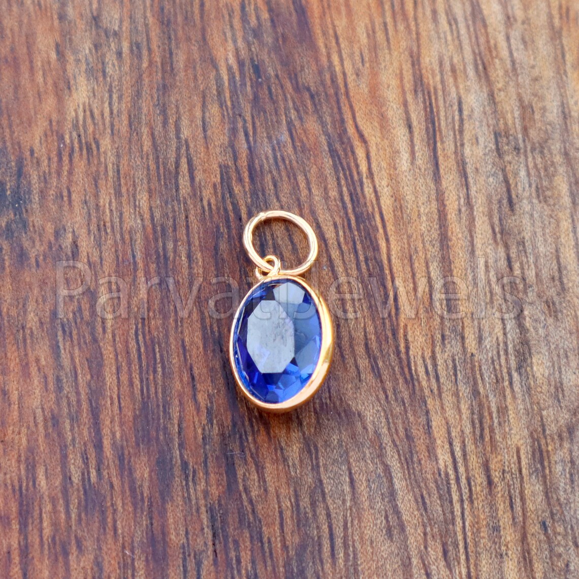 Lab Created Tanzanite charm 18k Solid Gold Charm, Handmade Gold Charm, Charm Pendant, Charms Necklace, Tanzanite Charms, Minimalist Pendant