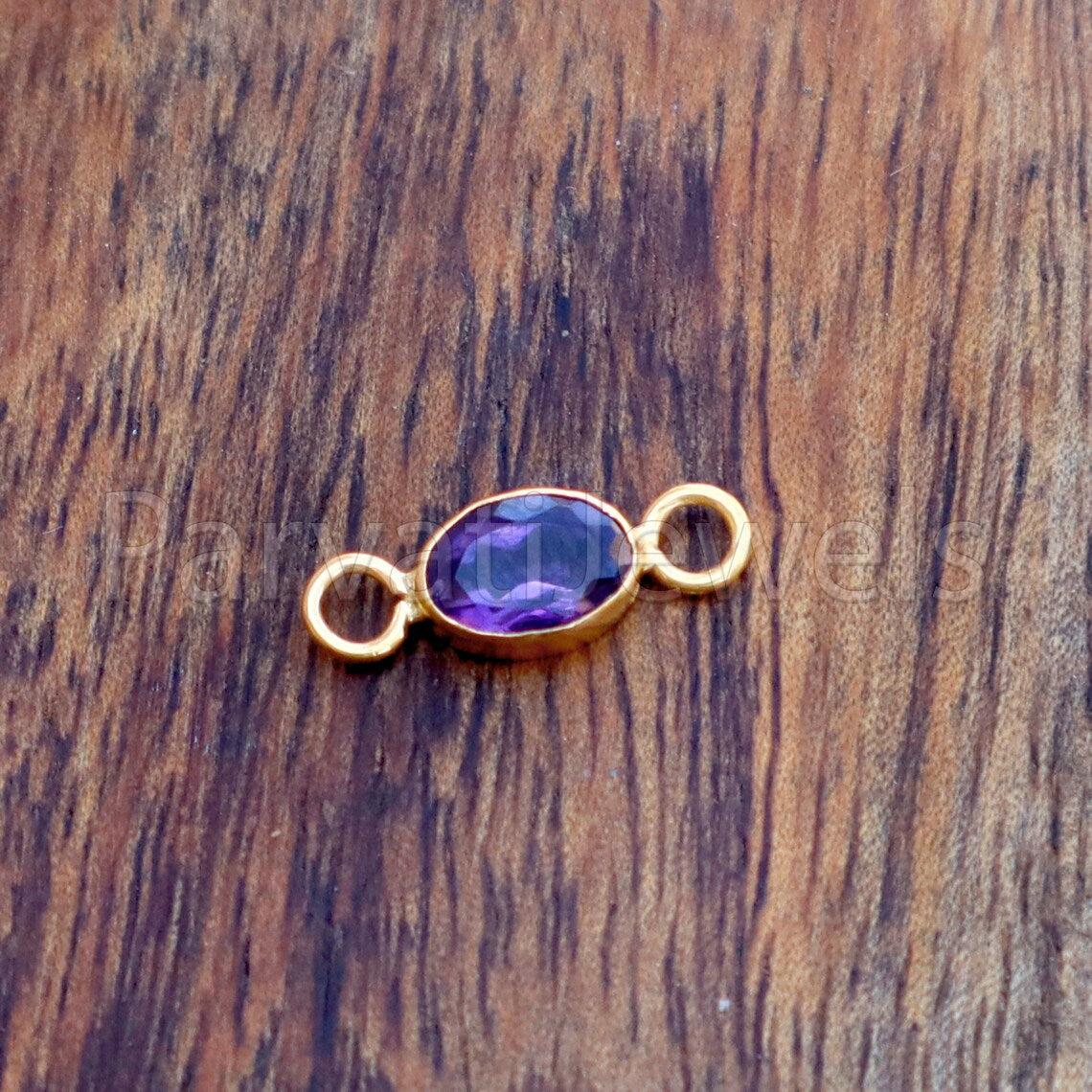 Amethyst Connector, 18k Solid Gold Connector, Natural Amethyst Connector, Gold Connector, Jewelry Connector, Jewelry Crafting