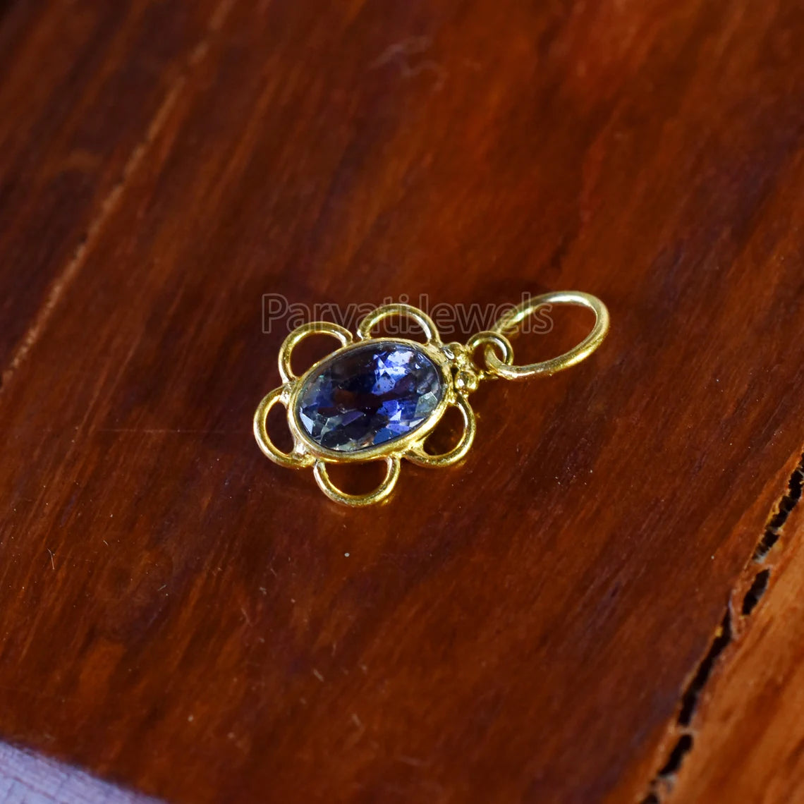Natural Blue Tanzanite Oval Charm, 18K Solid Gold Charm, Tanzanite Charm, Charm Pendant, Gold Charm, Christmas Charm, Gift For Mom Charm