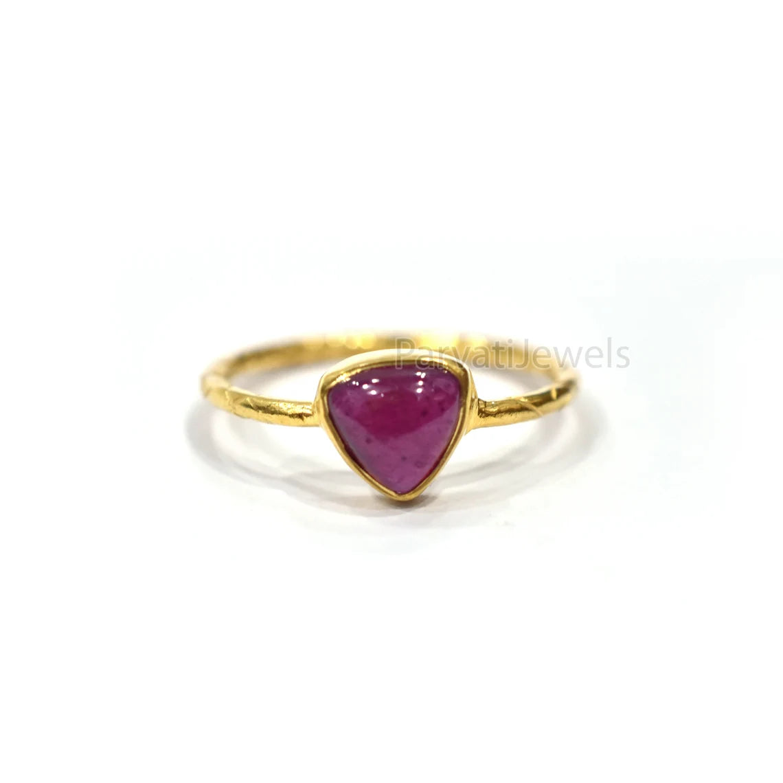 Natural Ruby Trillion Shape Solid Gold Ring, Solid Gold Ring, 14K & 18K Solid Gold Ring Jewelry, Gold Jewelry, Gold Ring, Handmade Ring