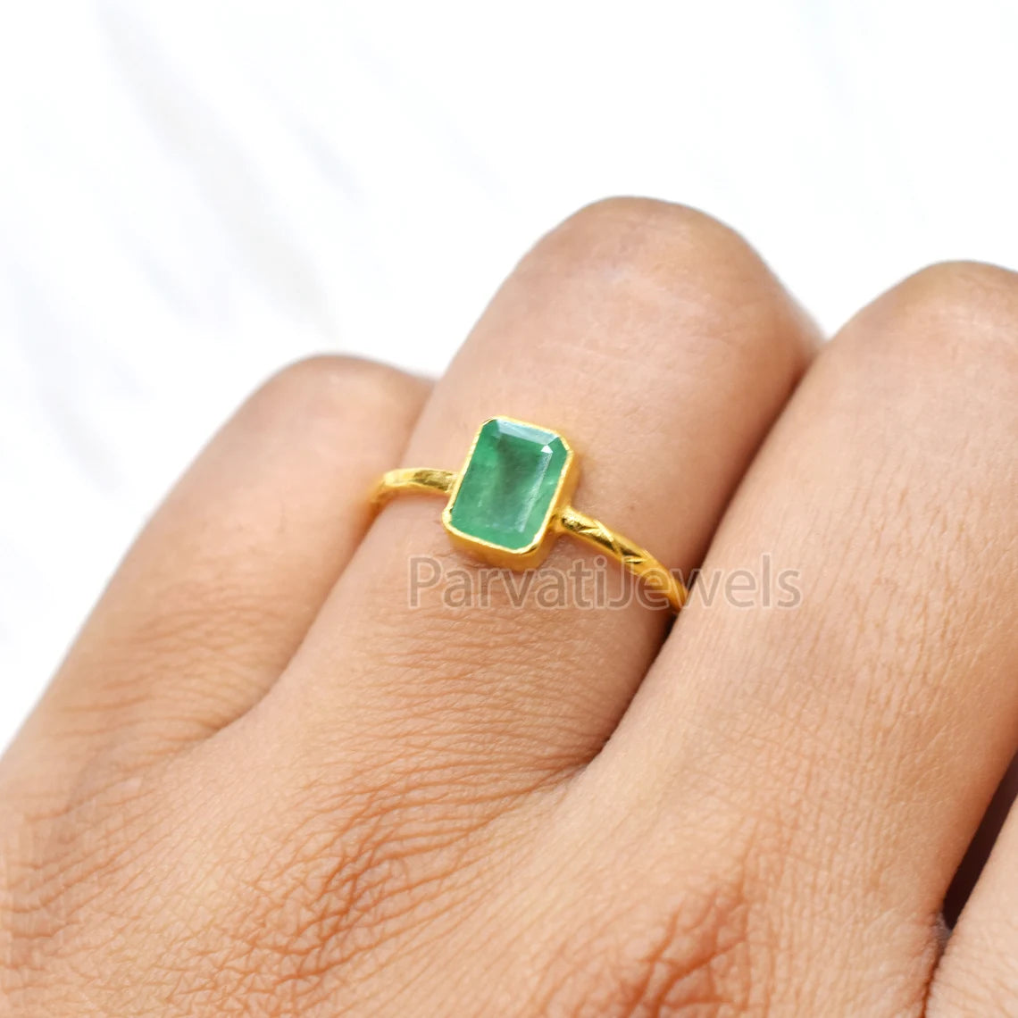Natural Emerald Gemstone 14k & 18k Solid Gemstone Ring Jewelry, Solid Gold Emerald Ring, Solid Gold Handmade Ring Jewelry, Gold Ring