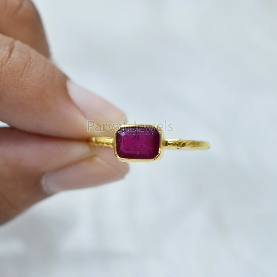 Natural Ruby Octagon Shape Gold Ring, 14K & 18k Ruby Gold Ring, Gold Ring, Engagement ring, Solid Gold Ring, Handmade Gifting Gold Ring