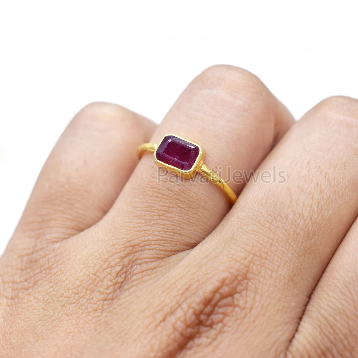 Natural Ruby Octagon Shape Gold Ring, 14K & 18k Ruby Gold Ring, Gold Ring, Engagement ring, Solid Gold Ring, Handmade Gifting Gold Ring