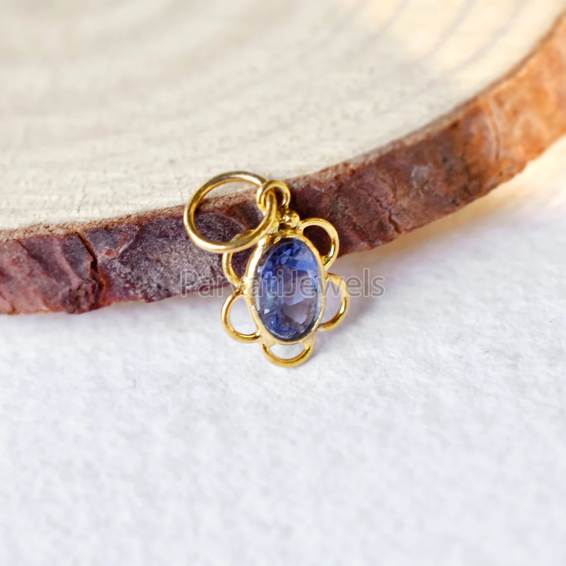 Natural Blue Tanzanite Oval Charm, 18K Solid Gold Charm, Tanzanite Charm, Charm Pendant, Gold Charm, Christmas Charm, Gift For Mom Charm