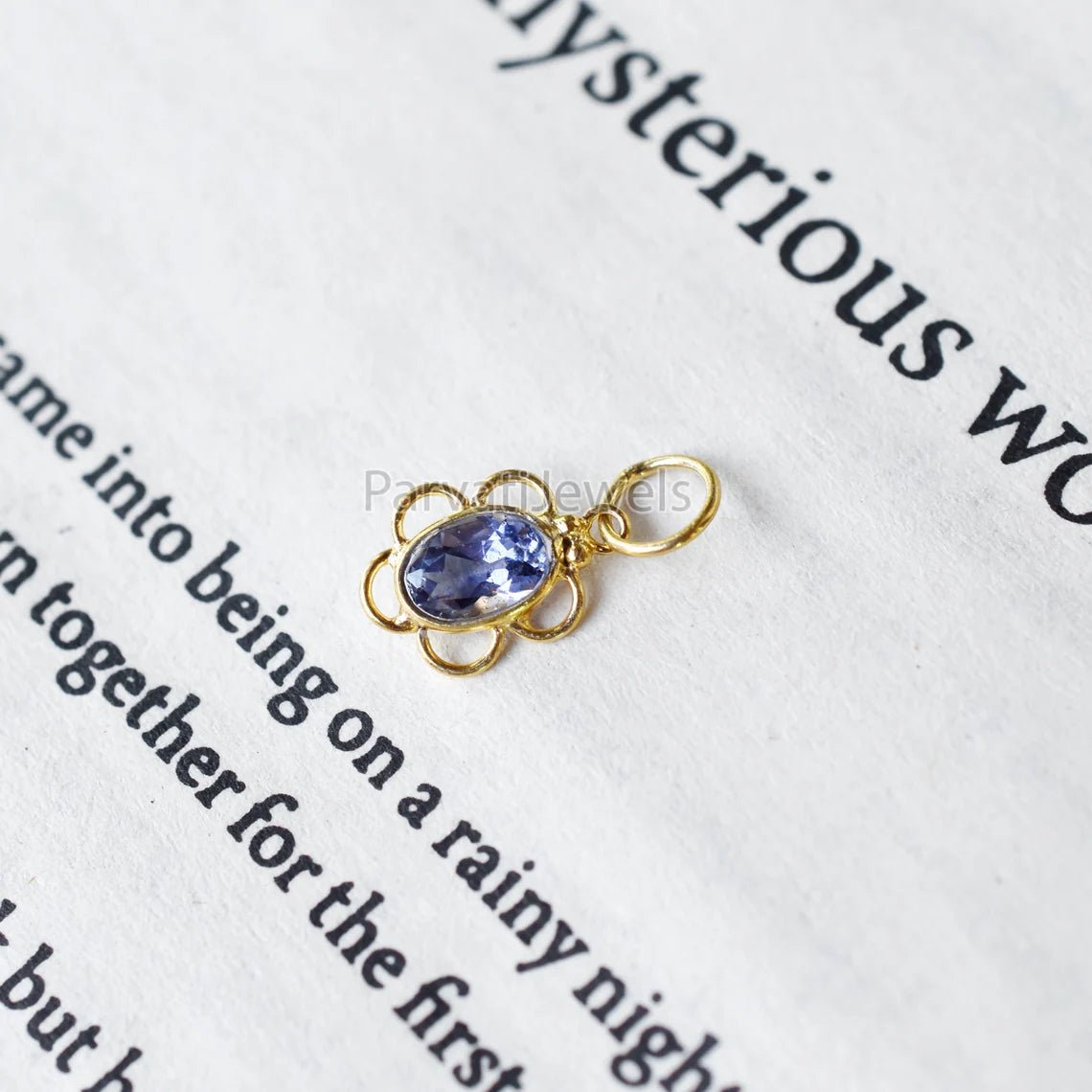 Natural Blue Tanzanite Oval Charm, 18K Solid Gold Charm, Tanzanite Charm, Charm Pendant, Gold Charm, Christmas Charm, Gift For Mom Charm