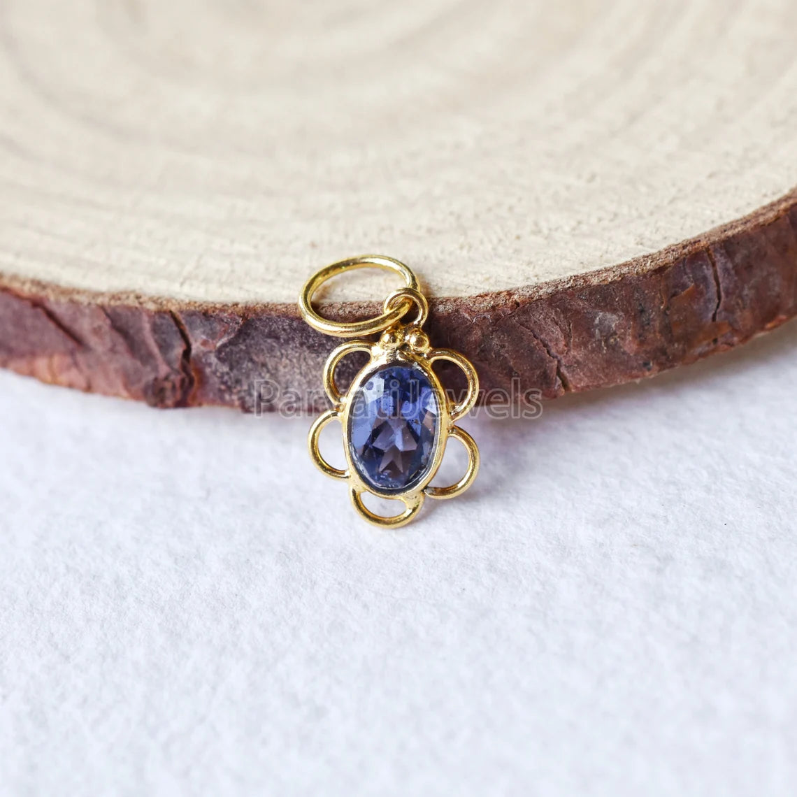 Natural Blue Tanzanite Oval Charm, 18K Solid Gold Charm, Tanzanite Charm, Charm Pendant, Gold Charm, Christmas Charm, Gift For Mom Charm