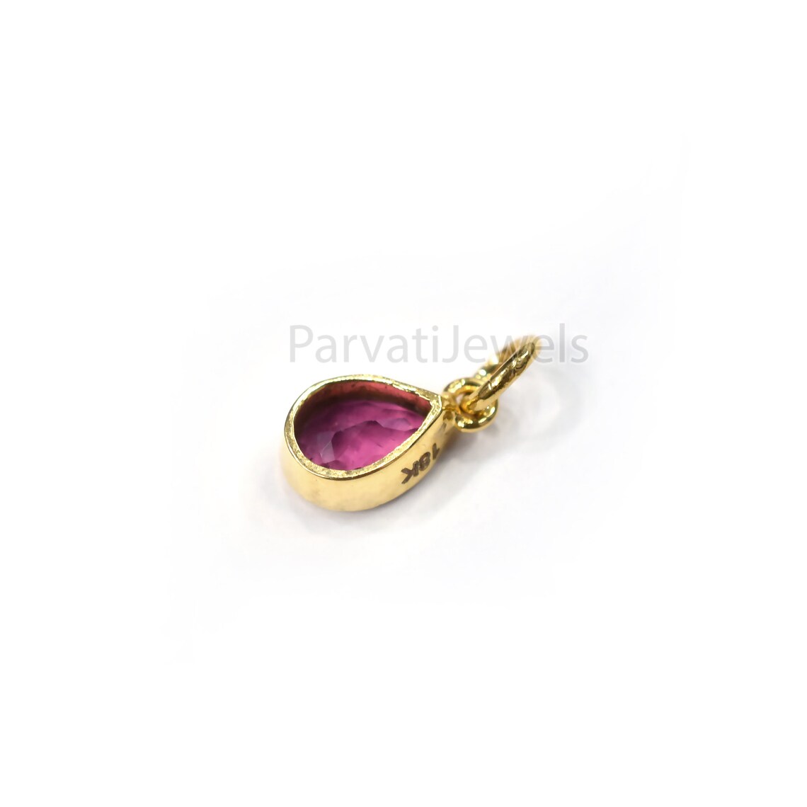 Pink Tourmaline Charm, 18k Solid Gold Charm, Solid Cold Charm, Handmade charm, 14K Gold Charm, Faceted Tourmaline Charm, Handmade Gold Charm