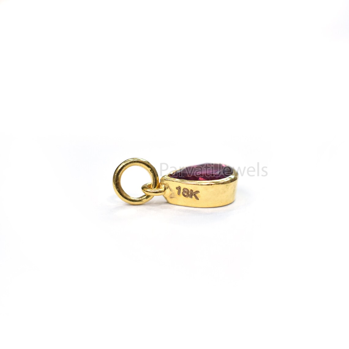 Pink Tourmaline Charm, 18k Solid Gold Charm, Solid Cold Charm, Handmade charm, 14K Gold Charm, Faceted Tourmaline Charm, Handmade Gold Charm