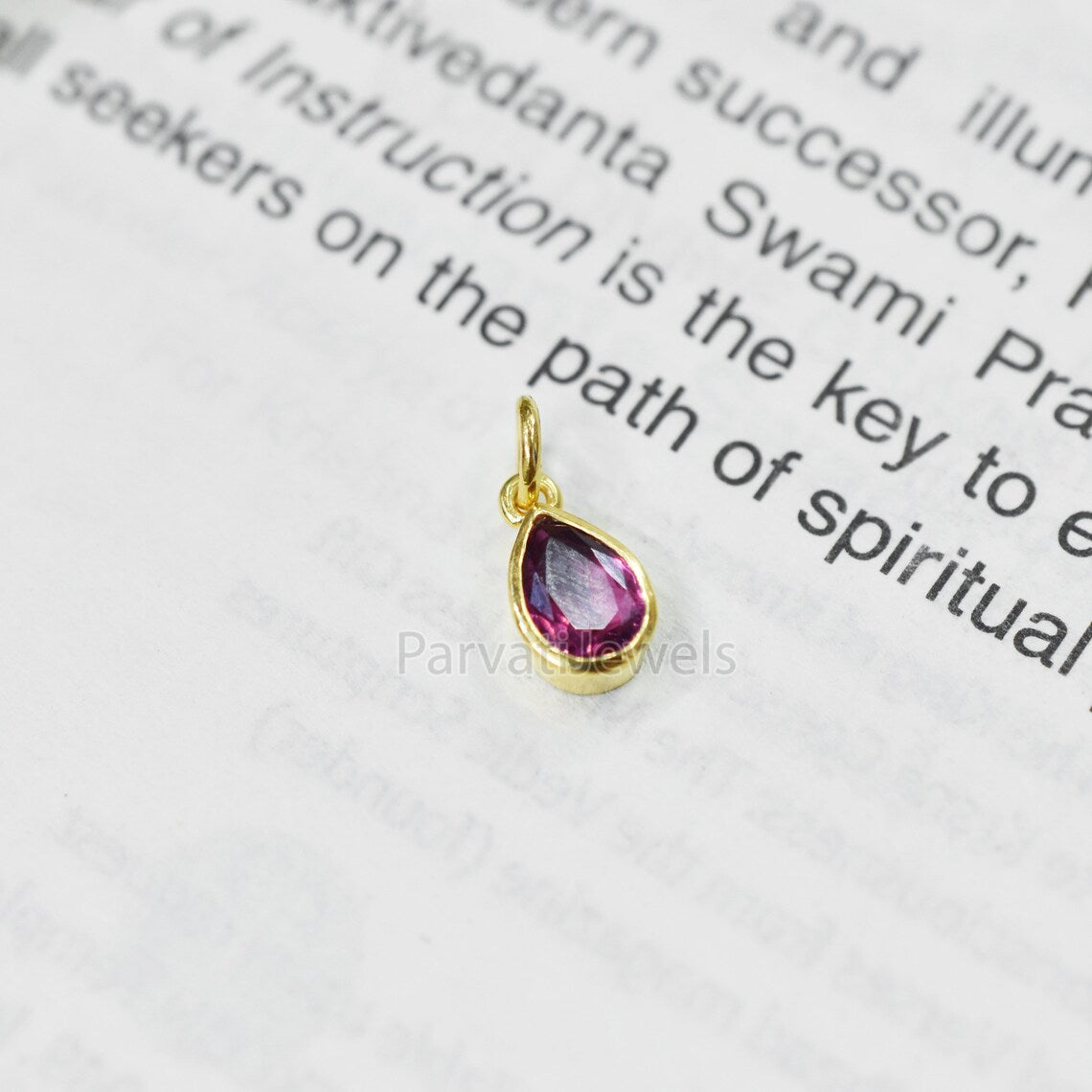 Pink Tourmaline Charm, 18k Solid Gold Charm, Solid Cold Charm, Handmade charm, 14K Gold Charm, Faceted Tourmaline Charm, Handmade Gold Charm