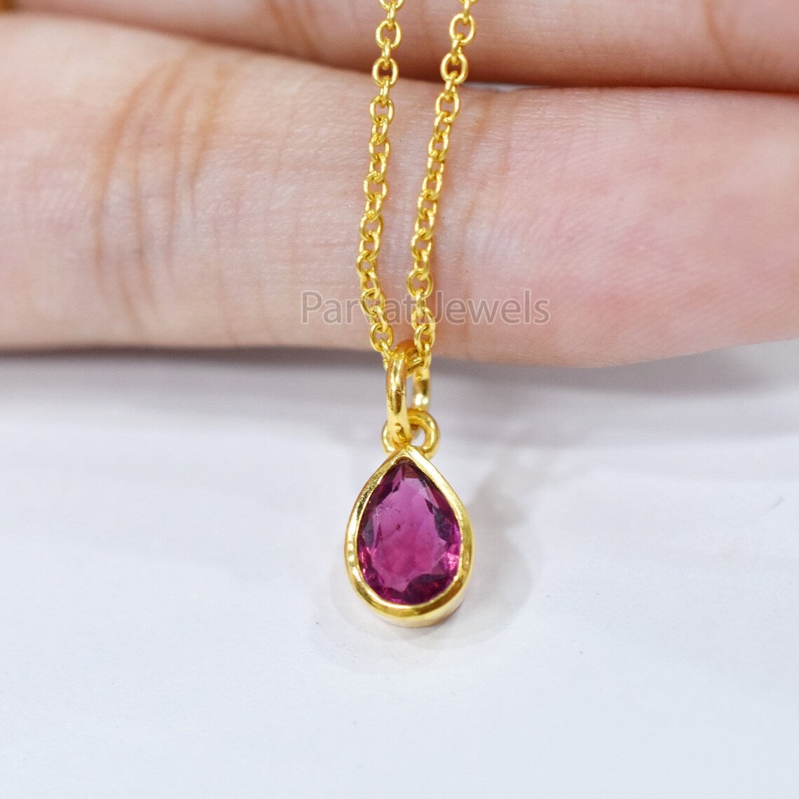 Pink Tourmaline Charm, 18k Solid Gold Charm, Solid Cold Charm, Handmade charm, 14K Gold Charm, Faceted Tourmaline Charm, Handmade Gold Charm