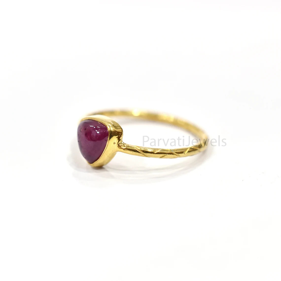 Natural Ruby Trillion Shape Solid Gold Ring, Solid Gold Ring, 14K & 18K Solid Gold Ring Jewelry, Gold Jewelry, Gold Ring, Handmade Ring