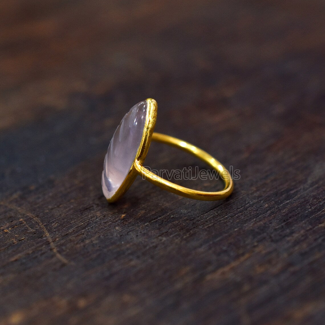Natural Rose Quartz Solid Gold Ring, Marquise Shape Carving Rose Quartz Ring Solid Gold Ring, 14K & 18K Solid Gold Ring Jewelry, Gold Ring