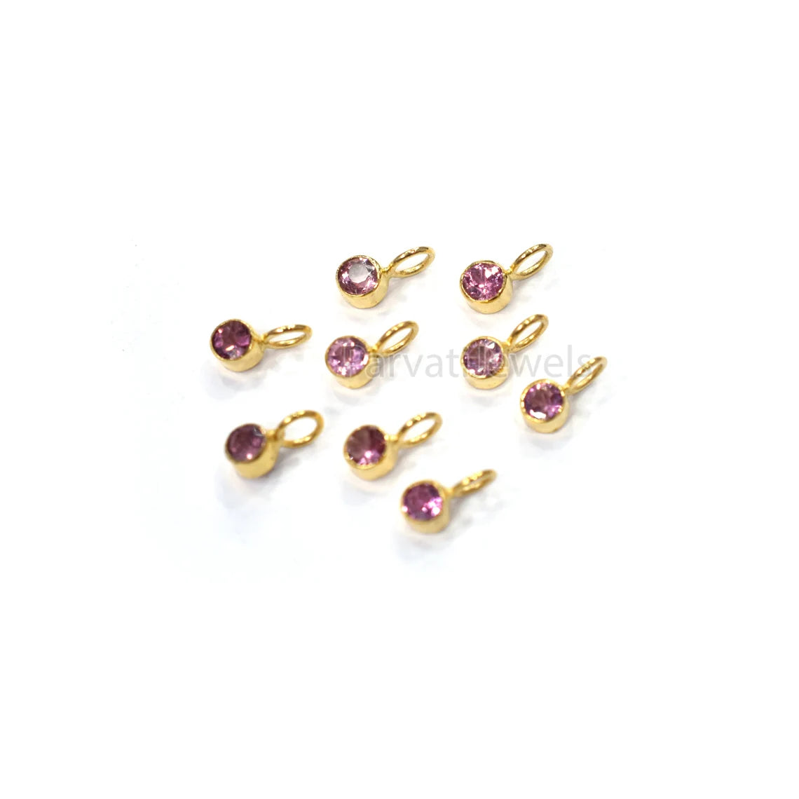 Pink Tourmaline 18K Gold Charm, Solid Gold Charm, Pink Tourmaline Gold Charm Pendant, Handmade Gold Charm, Minimalist 18k Gold Charm