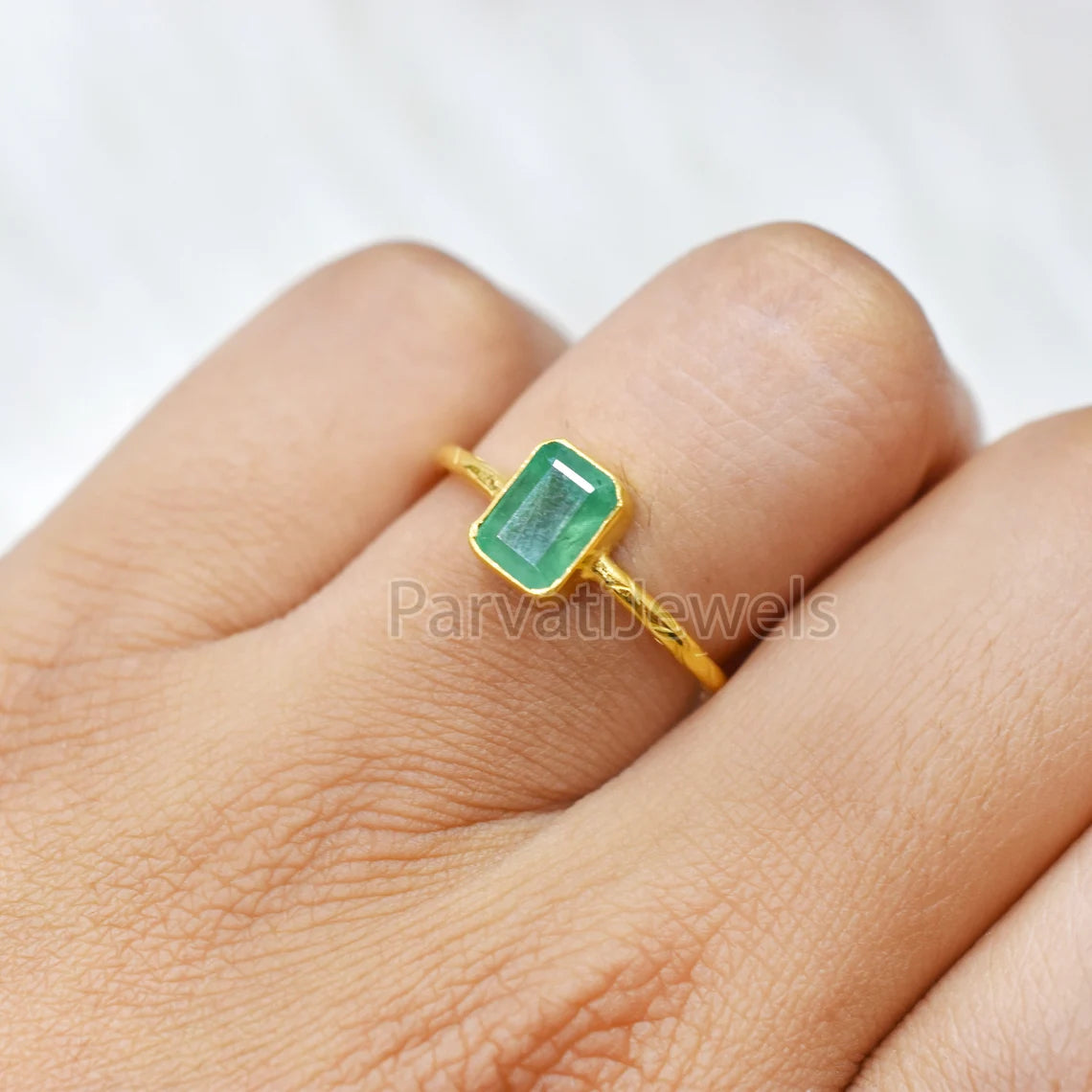 Natural Emerald Gemstone 14k & 18k Solid Gemstone Ring Jewelry, Solid Gold Emerald Ring, Solid Gold Handmade Ring Jewelry, Gold Ring