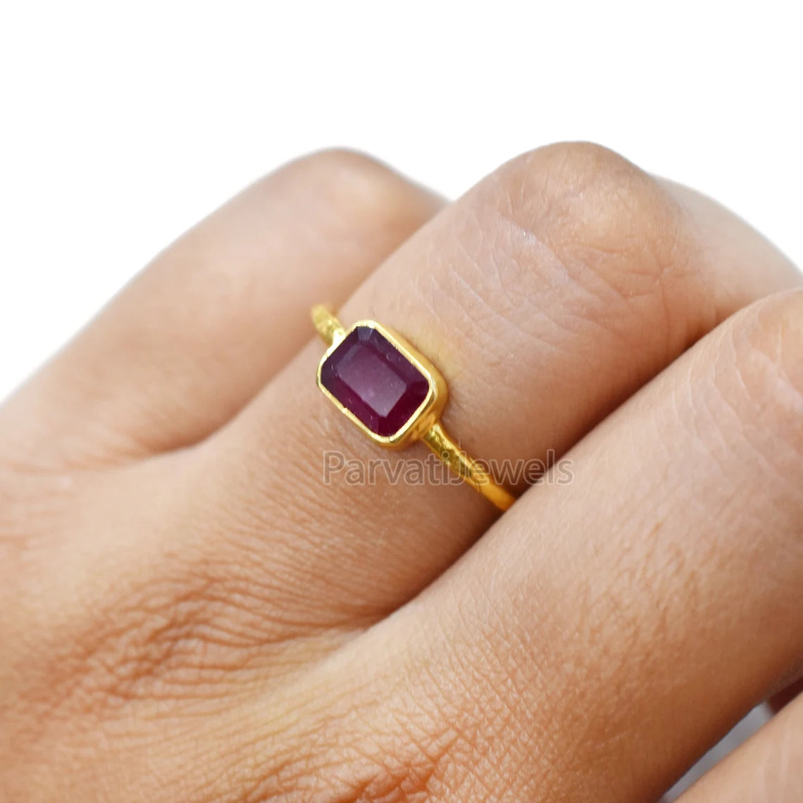 Natural Ruby Octagon Shape Gold Ring, 14K & 18k Ruby Gold Ring, Gold Ring, Engagement ring, Solid Gold Ring, Handmade Gifting Gold Ring