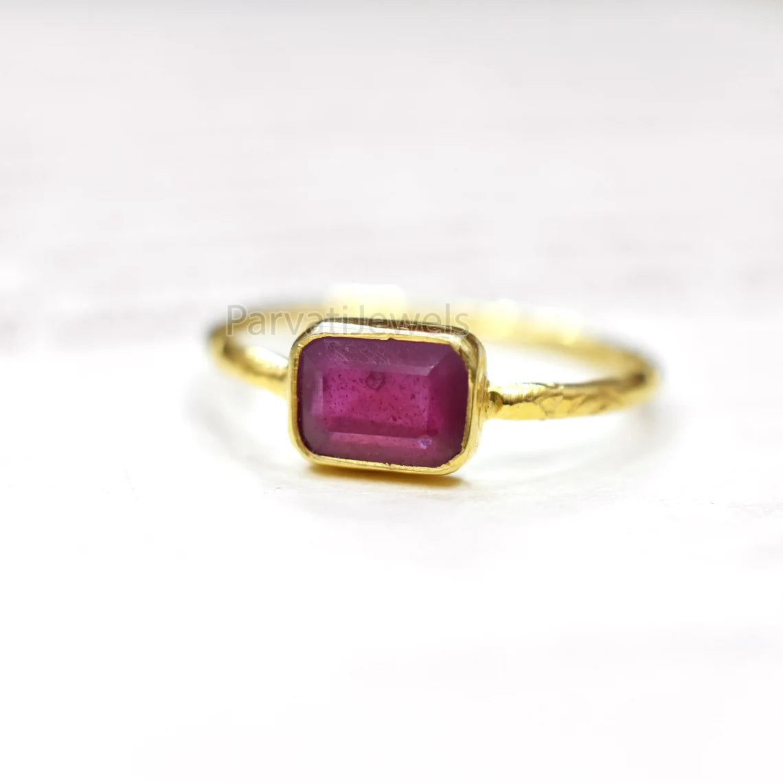 Natural Ruby Octagon Shape Gold Ring, 14K & 18k Ruby Gold Ring, Gold Ring, Engagement ring, Solid Gold Ring, Handmade Gifting Gold Ring