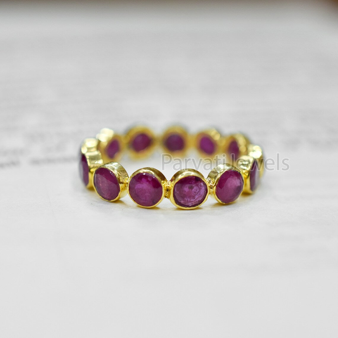 14K & 18k Ruby Gold Ring, Natural Ruby Band Gold Ring, Gold Ring, Engagement ring, Solid Gold Ring, Handmade Gold Band Ring Jewelry